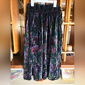 Phool Vintage Elegant Multicolor Velvet Skirt Small